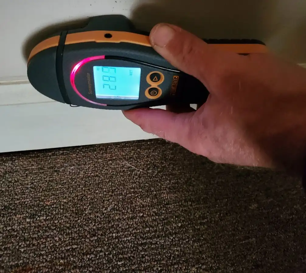 Moisture detection at baseboard during Sewage Cleanup & Sanitation in University Heights